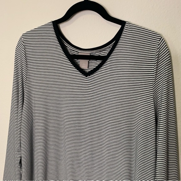 Women's Chico's Black and White Striped Tunic Size Large - Picture 2 of 8